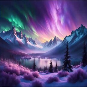 STGLCR 5D Aurora Diamond Painting Kits Diamond Art Kit for Adults, DIY Montain Lake Landscape Diamonds Painting Kits for Beginners, 5D Gem Art Full Round Drill for Wall Decor 12x12inch