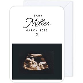 Andaz Press 24-Pack Personalized 5x7-Inch Pregnancy Announcement Cards with Envelopes, With Grateful Hearts Custom Baby Announcement Reveal Ideas Photo Cards Surprise Baby News for Family, Grandma