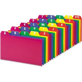 Oxford Poly Index Card Guide Set, 3 x 5 Inches, A-Z, 1/5 Inch Cut Tabs, Assorted Colors, 25 per Set (73153)