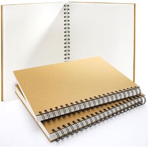 ZEAYEA 3 Pack 8.5 x 11 Inch Spiral Sketchbook, Hardcover Blank Notebook Journal, 60 Sheets/ 120 Pages Per Book, 160gsm Thick Paper, Unlined Sketch Pads for Drawing Painting Art Office Journal Refills