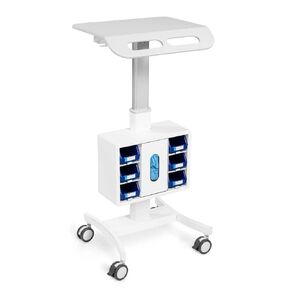 Luxor MCWS001 Adjustable Height Rolling Medical Laptop Cart with Bin Storage Unit and Glove Dispenser Compartment