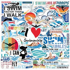 100PCS Swimming Stickers, Funny Swimming Gifts for Student Vinyl Waterproof for Water Bottle Laptop Luggage Guitar Gifts for Teens Girls Kids Adult Students