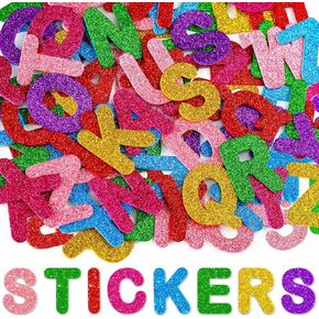 448 Pcs Letters Stickers Glitter Foam Alphabet Stickers,1.5 inch 1 inch Self-Adhesive ABC Heart Star Foam Letter Sticker for DIY Crafts Scrapbook Classroom Supplies School Project Party Decor,7 Colors