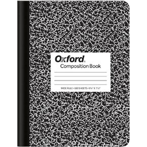Oxford Marble Composition Book, 9 3/4 X 7 1/2 Inches, Wide Rule, Paperback, 100 Sheets, White (63795)