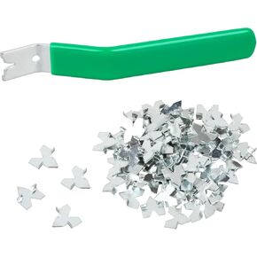 Glazier Point Driver with 100 Push Points for Glass Mounting Tool, Glazier Push Point Driver Tool for Glass Photo Frame Cross Stitching