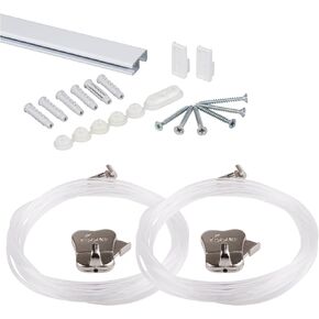 STAS Art Hanging System cliprail pro White 150 cm - Complete kit, incl. 2 Cords 150cm with 2 Hooks
