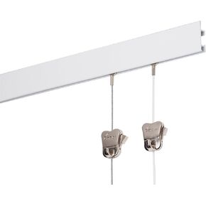 STAS Art Hanging System cliprail max White 150 cm - Complete kit, incl. 2 Cords 150cm with 2 Hooks