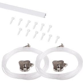 STAS Picture Hanging System u-Rail White 150 cm - Complete kit, incl. 2 Cords 150cm with 2 Hooks