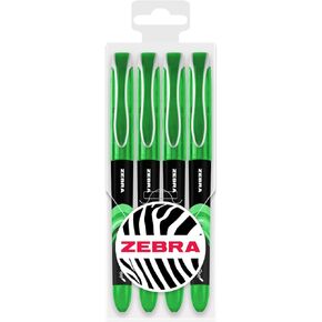 Zebra Pen Fuente - Disposable Fountain - 1.0mm Fine Nib 0.6mm Line Width - Wallet of 4 (Green) Green Set