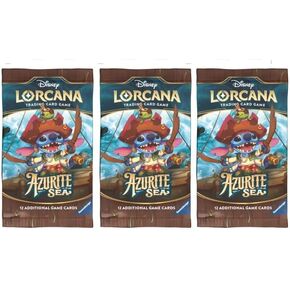 3 Packs 12 Card Booster Pack for Lorcana Azurite Sea