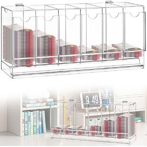 6 Slot Clear Booster Pack Dispenser, Business Card Dispenser, Acrylic UV Protection Card Pack Dispenser & Collector Booster Box Case Compatible With Sports Card Packs & Trading Card Tabletop Display