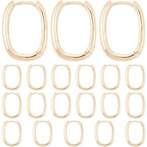 SUNNYCLUE 1 Box 20Pcs Real 18K Gold Plated Brass Earring Oval Hoops Hook Huggie Earrings Bulk Metal Round Ring Tiny Cartilage Hooks Hoop with Latch Back Closure for Jewelry Making DIY Crafts Supplies