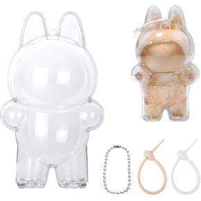 Protective Case Compatible for LABUBU The Monsters Display Box,Crystal-Clear Hard Display Box with 2 Keychain & Dustproof Cover,Hard Case Accessories Cover for Shelf/Outdoor Showcase (Standing)