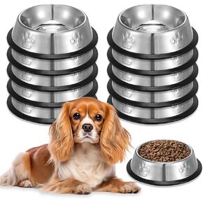 10 Pcs Stainless Steel Dog Bowls Non-Slip Dog Food Bowl 7 Oz Dogs Food and Water Bowl Set Dishwasher-Safe Puppy Bowls Rust Resistant Metal Pet Bowls Suitable for Small/Medium/Large Sized Pet