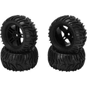 RC Rubber Tires, 4pcs RC Tires and Wheel Rims Set RC Rubber Tires for Wltoys 144001 1:14 RC Off Road Car Upgrade Parts (Black)