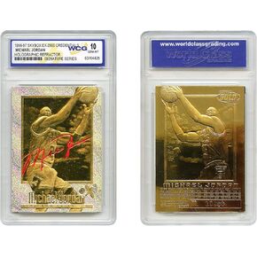 1996-97 Michael Jordan Skybox Ex-2000 Credits Card Card Gold Prism Prism Signature Sistured- Gem Gem Mint 10