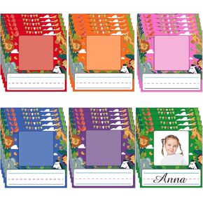 48 Pack Kids Photo Nameplates for Desk Kids Name Tags Labels Stickers with Photo Space Self-Adhesive Labels Bulletin Board Colorful Classroom Decoration for Desk Bins Cubbies Office(Pencil)