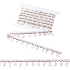 PH PandaHall 3 Yards Shell Fringe Trim Gimp Braid Ribbon, 1.4 inch Sewing Fringe Trim Tassel Boho Lace Trims for Costume Lampshade Garment Curtain Dress Belt Crafts Decor