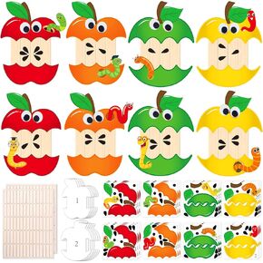 80UncleKimby 36sets Back to School Stickers for Kids – DIY Apple-Shaped Crafts Kit Bulk for Classroom, Halloween, Fall, First Day of Preschool