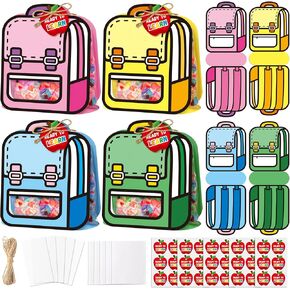 Back to School 3D Cartoon Candy Bags, 36Pcs Cartoon Standable Candy Holder Crafts, Snack Storage Party Favor Packaging for Classroom Party Teacher Student(Crayon)