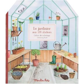 Moulin Roty Les Minouchkas Coloring & Sticker Book مع 150 ملصقًا - كتاب نشاط ساحر على شكل منزل للأطفال والبالغين ، متعة مبتكرة مع تصاميم غريب الأطوار ، فنانين شباب مثاليون يسافرون