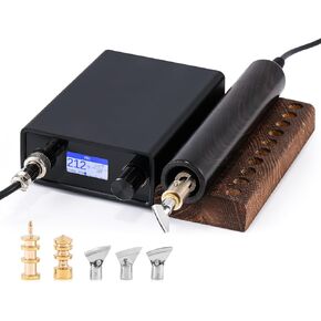Flyrivergo Leather Creaser Machine ، 140-932 ℉ Thating Weather and Smugher Machine Tool Electric Edge Tool مع نصائح 5 مساءً ، قاعدة وعاء خشبي
