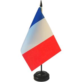 Zigvert France Table Flag 8'' x 5'' - France Flag Set, Office Flag, Table Decoration, Black Plastic Stick and Base - Vivid Color and Fade Resistant