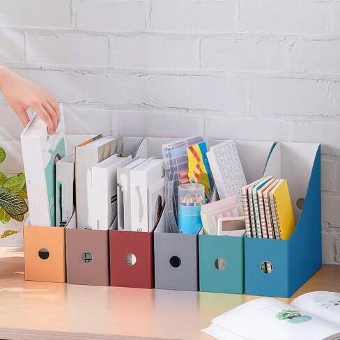 Colarr 12 Pack Cardboard Magazine Holders 12 Colors Magazine Storage Box with Label Stickers File Organizer Folder Book Holder for Desk Desktop Document Organizer for Office School (Fresh Color) in Kuwait