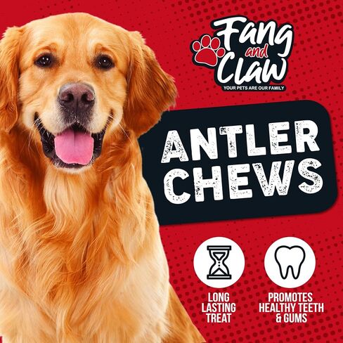 Fang & Claw Grass-Fed Deer Antlers for Dogs – 4-5" Antler Chews, 10-Pack – Long-Lasting Dog Chews for All Dogs & Aggressive Chewers in Saudi Arabia