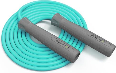 حبال القفز من HEREROPE للياقة البدنية، حبل القفز قابل للتعديل للنساء والرجال، حبل السرعة الموزون مع حبل القفز PVC 7 مم، قبضة مضادة للانزلاق، حامل الكرة، رائع للسرعة، القلب والخدع، ملاكمة القوة in Saudi Arabia