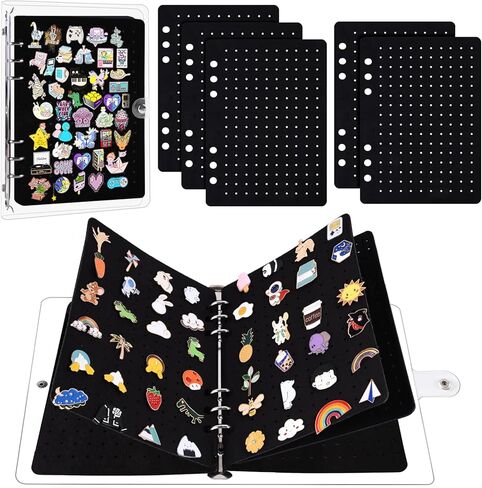 A5 Enamel Pin Display Book,5 Pages Travel Pins Storage Organizer Book with Clear Cover Portable for Brooch Collectors (Accessories Not Included) in Kuwait