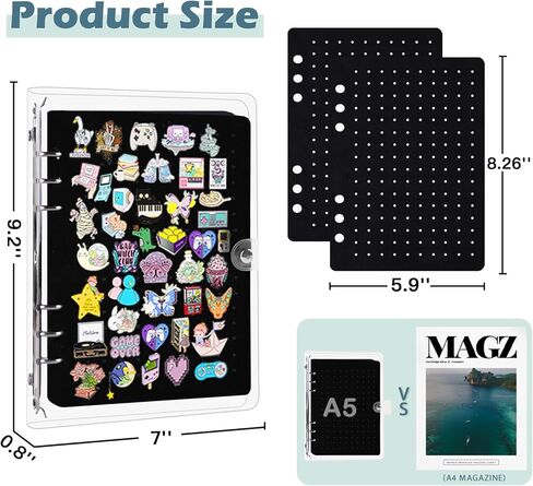 A5 Enamel Pin Display Book,5 Pages Travel Pins Storage Organizer Book with Clear Cover Portable for Brooch Collectors (Accessories Not Included) in Kuwait