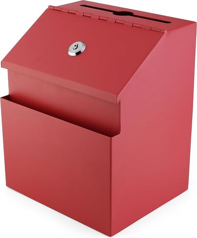 Suggestion Box with combination number Lock Metal Wall Mounted Ballot Box, Steel Donation and Collection Drop Box with wide Slot, 8.5H x 6W x 7.3L Inch comment and office management ideal box in Saudi Arabia