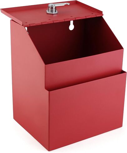Suggestion Box with combination number Lock Metal Wall Mounted Ballot Box, Steel Donation and Collection Drop Box with wide Slot, 8.5H x 6W x 7.3L Inch comment and office management ideal box in Saudi Arabia