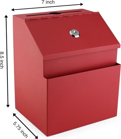 Suggestion Box with combination number Lock Metal Wall Mounted Ballot Box, Steel Donation and Collection Drop Box with wide Slot, 8.5H x 6W x 7.3L Inch comment and office management ideal box in Saudi Arabia