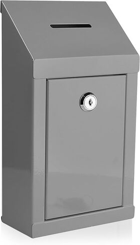 Suggestion Box with combination number Lock Metal Wall Mounted Ballot Box, Steel Donation and Collection Drop Box with wide Slot, 8.5H x 6W x 7.3L Inch comment and office management ideal box in Saudi Arabia
