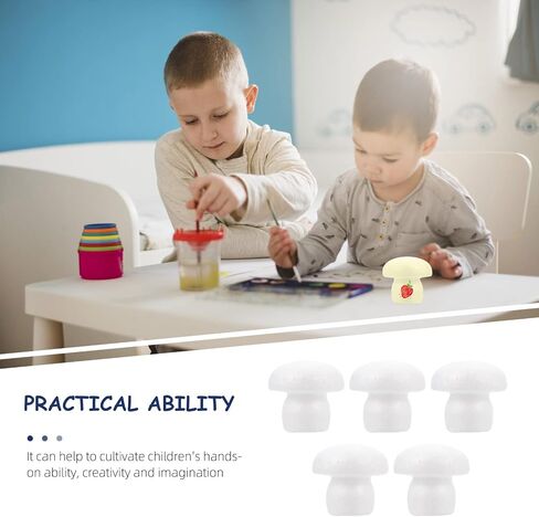 Mushrooms White 5 Pcs DIY Graffiti Foam Models Kids Painting Toys Handmade Foam Model Decoration DIY Foam Craft Kits in Saudi Arabia