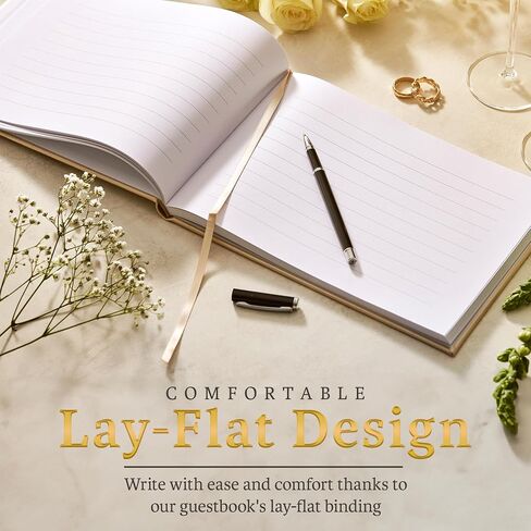 Promot Personalized Wedding Guest Book - Elegant Hardcover Guestbook for Wedding Reception, Bridal and Baby Shower, Birthday, Wedding Books Guests to Sign, Custom Embossed Text with Gold Metallic Foil in Saudi Arabia