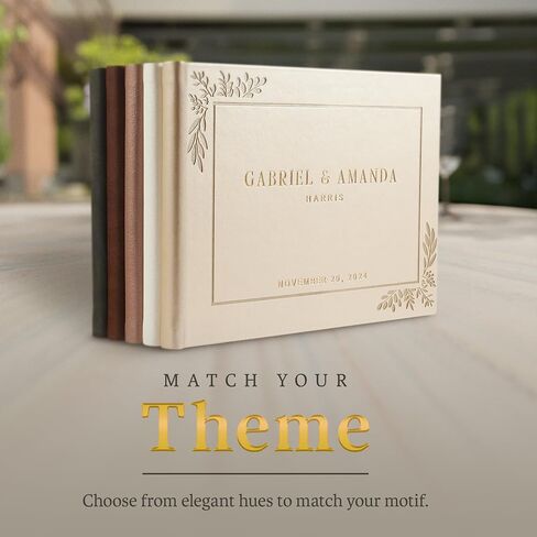 Promot Personalized Wedding Guest Book - Elegant Hardcover Guestbook for Wedding Reception, Bridal and Baby Shower, Birthday, Wedding Books Guests to Sign, Custom Embossed Text with Gold Metallic Foil in Saudi Arabia