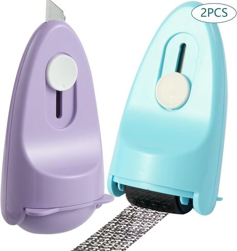 Wide Identity Theft Protection Roller Security Stamp 2Packs - Guard Your ID Well, Built-in Cutter & Unique Flip Cover, Compact Privacy Safety Tool for Document, Mail, etc. (BU/PU) in Kuwait