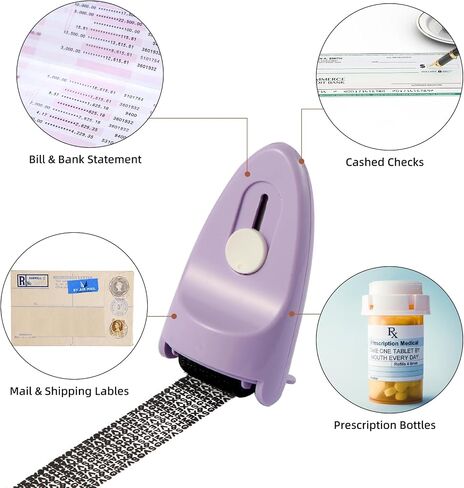 Wide Identity Theft Protection Roller Security Stamp 2Packs - Guard Your ID Well, Built-in Cutter & Unique Flip Cover, Compact Privacy Safety Tool for Document, Mail, etc. (BU/PU) in Kuwait