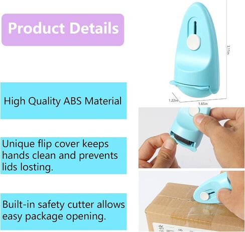 Wide Identity Theft Protection Roller Security Stamp 2Packs - Guard Your ID Well, Built-in Cutter & Unique Flip Cover, Compact Privacy Safety Tool for Document, Mail, etc. (BU/PU) in Kuwait