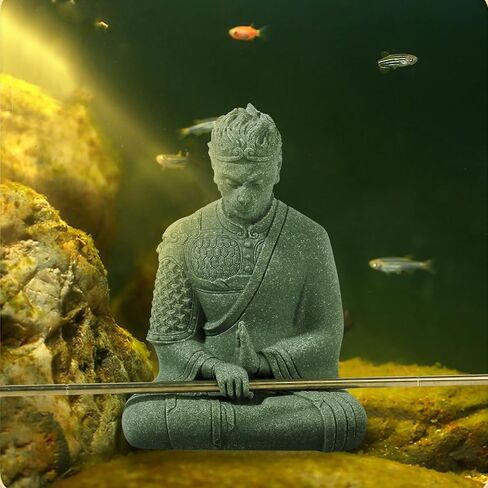 Fish Tank Buddha Statue Ornament,Zen Garden Aquarium Decor Kit with Artificial Plants,Meditating Statues for Underwater Landscaping,Sandstone-4.6" H in Saudi Arabia