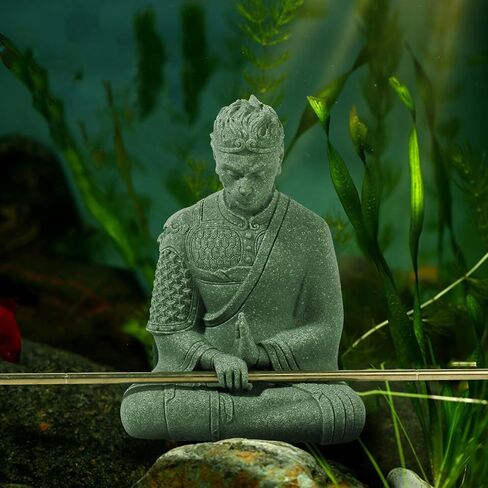 Fish Tank Buddha Statue Ornament,Zen Garden Aquarium Decor Kit with Artificial Plants,Meditating Statues for Underwater Landscaping,Sandstone-4.6" H in Saudi Arabia
