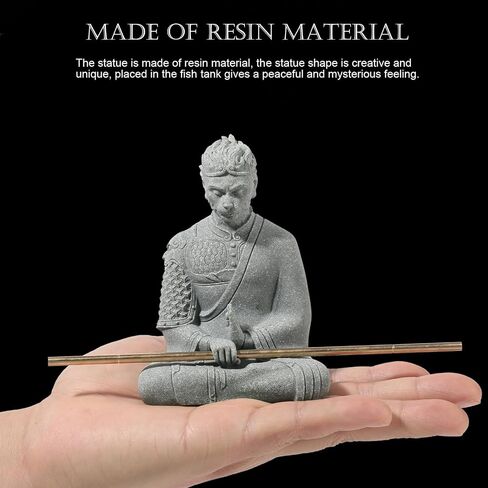 Fish Tank Buddha Statue Ornament,Zen Garden Aquarium Decor Kit with Artificial Plants,Meditating Statues for Underwater Landscaping,Sandstone-4.6" H in Saudi Arabia