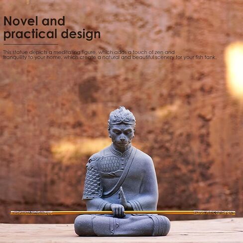 Fish Tank Buddha Statue Ornament,Zen Garden Aquarium Decor Kit with Artificial Plants,Meditating Statues for Underwater Landscaping,Sandstone-4.6" H in Saudi Arabia