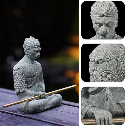 Fish Tank Buddha Statue Ornament,Zen Garden Aquarium Decor Kit with Artificial Plants,Meditating Statues for Underwater Landscaping,Sandstone-4.6" H in Saudi Arabia