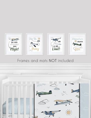 مطبوعات فنية جدارية لحيوانات المزرعة من Sweet Jojo Designs لديكور غرفة الأطفال والحضانة والأطفال - مجموعة من 4 قطع - ألوان مائية لحصان المزرعة والبقرة والأغنام والخنزير in Kuwait