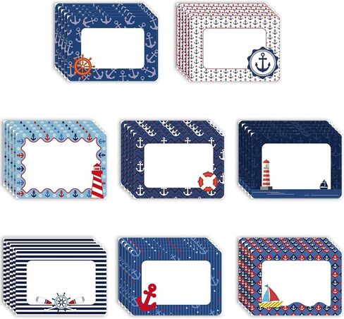 Harloon 48 Pcs Nautical Anchors Name Tags Nautical Name Tags Stickers Name Labels for Classroom with Lighthouse Anchors Sailboats Self Adhesive Labels Tags Student Name Labels (2.48 x 3.46 Inch) in Saudi Arabia