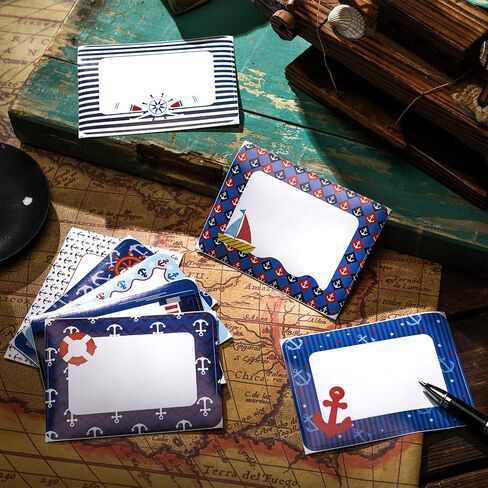 Harloon 48 Pcs Nautical Anchors Name Tags Nautical Name Tags Stickers Name Labels for Classroom with Lighthouse Anchors Sailboats Self Adhesive Labels Tags Student Name Labels (2.48 x 3.46 Inch) in Saudi Arabia